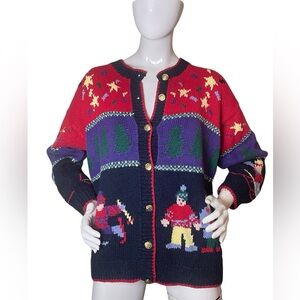 Vintage Woodstock International by Bernard hand knit winter themed cardigan (38)